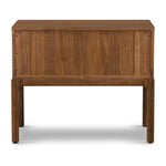 Inspired by campaign-style furniture of the 1800s â€” packable pieces first designed for traveling military use â€” a simply shaped nightstand of natural walnut features a subtly inset top and rounded legs, finished with wooden hardware Amethyst Home provides interior design, new home construction design consulting, vintage area rugs, and lighting in the Austin metro area.