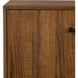 Inspired by campaign-style furniture of the 1800s â€” packable pieces first designed for traveling military use â€” a simply shaped sideboard of natural walnut features a subtly inset top and rounded legs, finished with wooden hardware Amethyst Home provides interior design, new home construction design consulting, vintage area rugs, and lighting in the San Diego metro area.