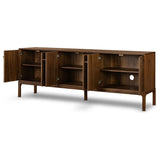 Inspired by campaign-style furniture of the 1800s â€” packable pieces first designed for traveling military use â€” a simply shaped sideboard of natural walnut features a subtly inset top and rounded legs, finished with wooden hardware Amethyst Home provides interior design, new home construction design consulting, vintage area rugs, and lighting in the Seattle metro area.