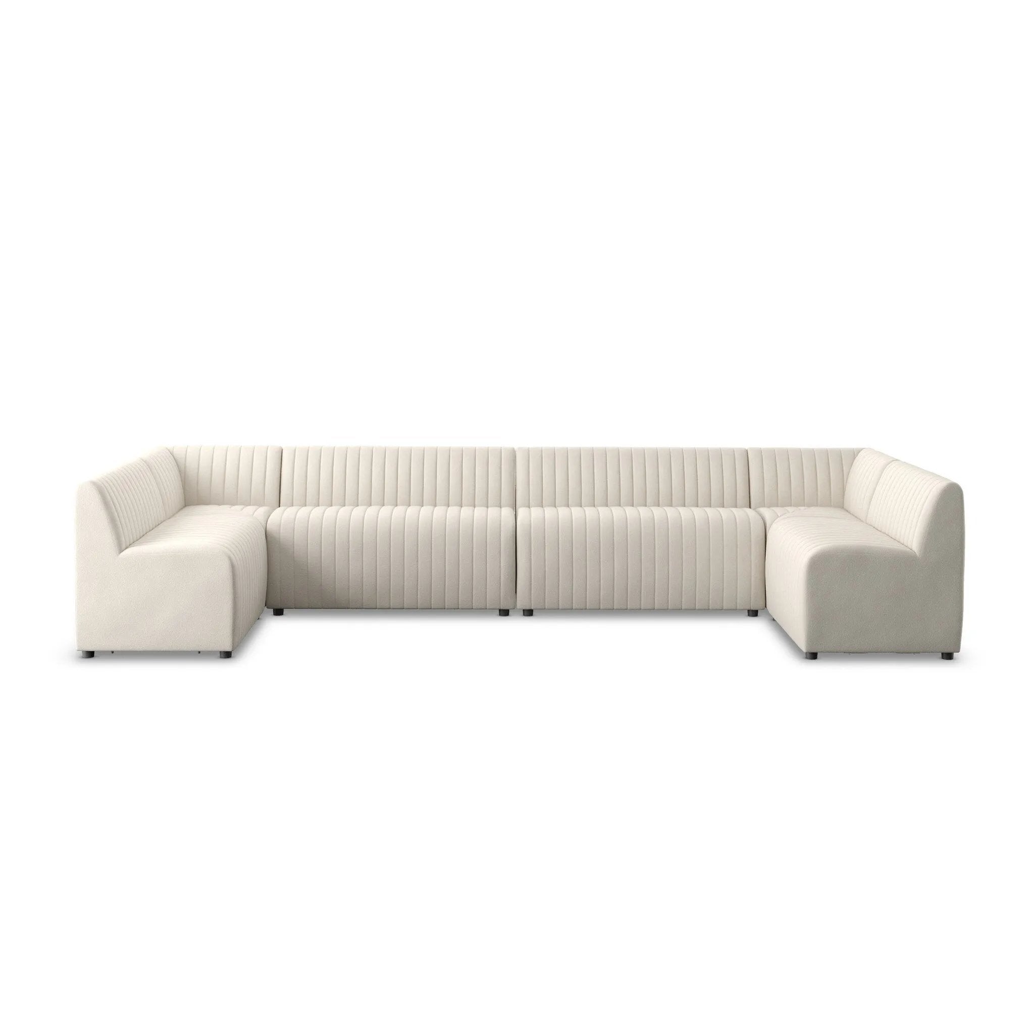 High-performance fabric in a versatile oatmeal hue features dramatic channeling, for trend-forward texture and sumptuous sit. Option to pair with matching pieces for clever modularity.Overall Dimensions154.00"w x 66.50"d x 31.50"hFull Details &amp; SpecificationsTear SheetBack Cushion Attachment : Fixe Amethyst Home provides interior design, new home construction design consulting, vintage area rugs, and lighting in the Miami metro area.
