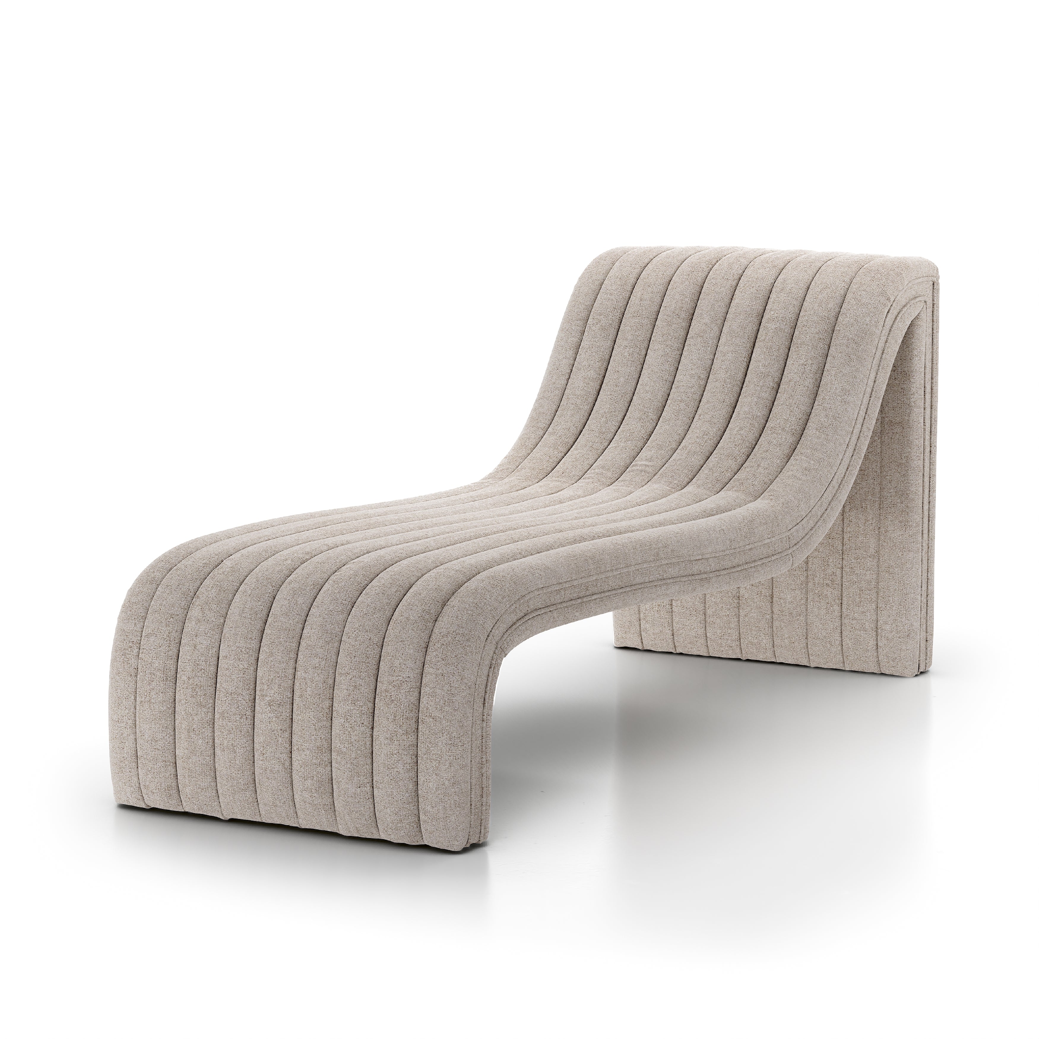 A modern take on classic chaise, textural polyester seating with a subtle herringbone pattern adopts dramatic linear channeling for texture and comfort alike. Amethyst Home provides interior design, new construction, custom furniture, and area rugs in the Nashville metro area.