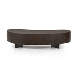 Natural beauty, total novelty. Oyster-cut Guanacaste forms a petite, kidney-shaped coffee table. Visible rings speak to woods' natural graining, while a dark gunmetal-finished base provides clean contrast to the whole look. Option to pair with taller piece, sold separately. Amethyst Home provides interior design, new construction, custom furniture, and area rugs in the Calabasas metro area.