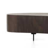 Natural beauty, total novelty. Oyster-cut Guanacaste forms a petite, kidney-shaped coffee table. Visible rings speak to woods' natural graining, while a dark gunmetal-finished base provides clean contrast to the whole look. Option to pair with taller piece, sold separately. Amethyst Home provides interior design, new construction, custom furniture, and area rugs in the Los Angeles metro area.