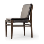 Modern and transitional, burnt oak nettlewood frames this armless dining chair. Finished with a top-grain leather exclusive to Four Hands. Amethyst Home provides interior design, new construction, custom furniture, and area rugs in the Austin metro area.