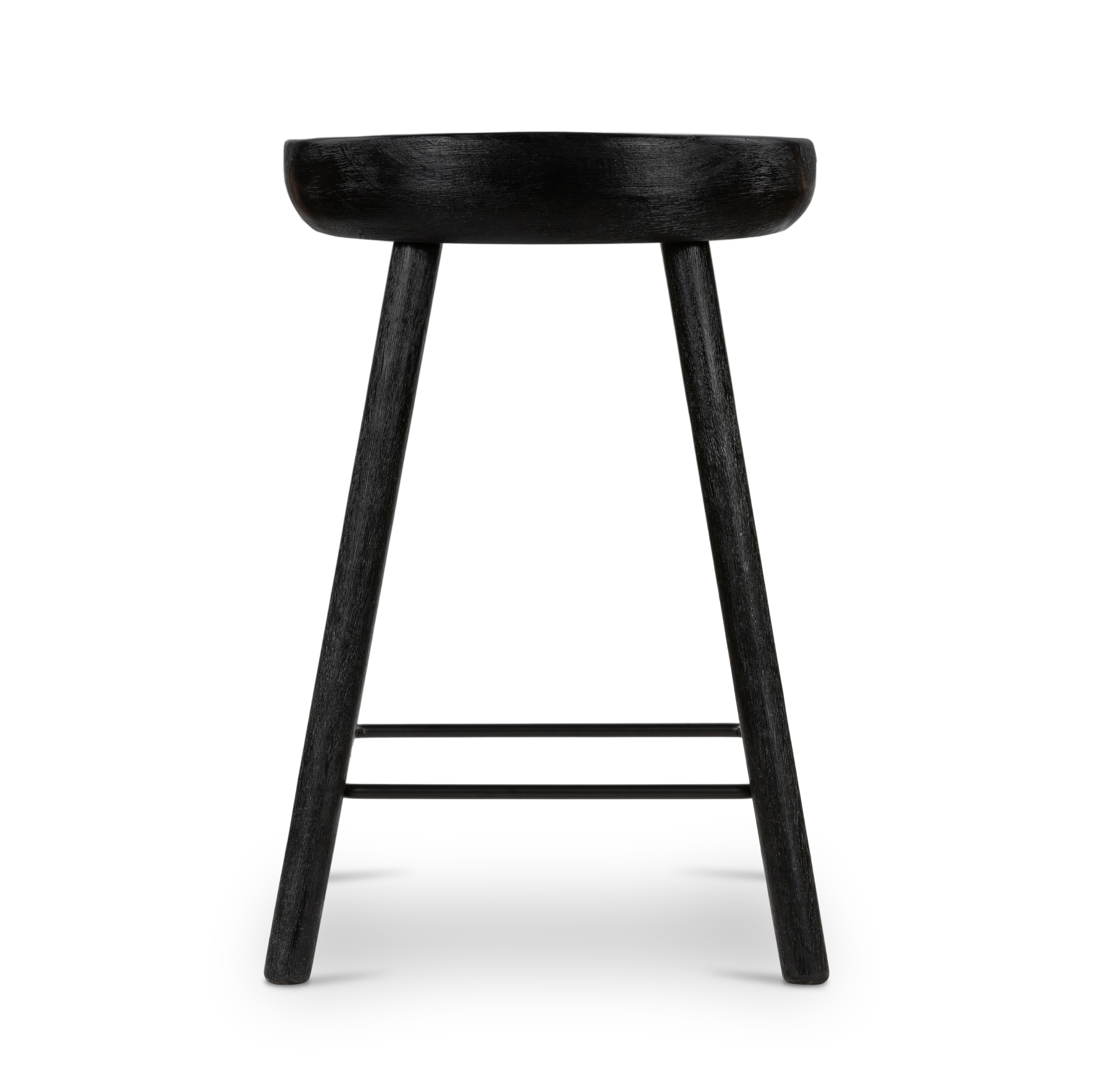 The Barrett Matte Black Bar and Counter Stool is sculpted for comfort. Crafted from rich parawood, black iron stretchers lend an updated look to simply styled bar or counter seating finished in a sleek matte black. Amethyst Home provides interior design, new construction, custom furniture, and rugs for the Winter Park and Orlando, Florida metro area.