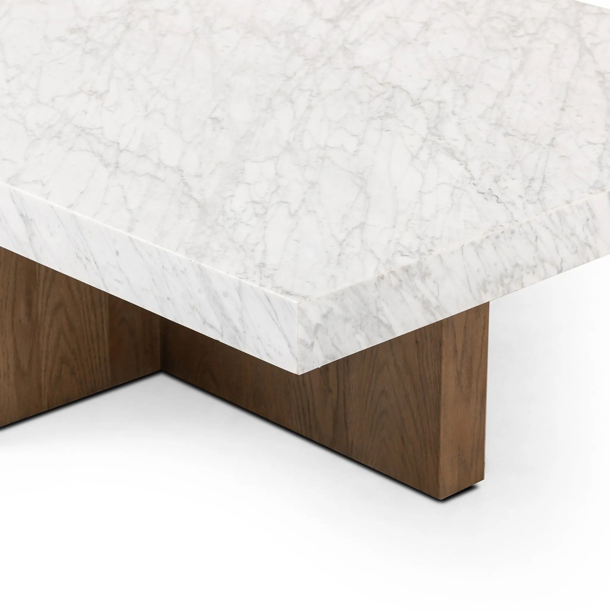 Structured lines and wide proportions fuse for a mixed material coffee table of smoked oak and polished marble.Collection: Hughe Amethyst Home provides interior design, new home construction design consulting, vintage area rugs, and lighting in the Newport Beach metro area.
