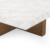 Structured lines and wide proportions fuse for a mixed material coffee table of smoked oak and polished marble.Collection: Hughe Amethyst Home provides interior design, new home construction design consulting, vintage area rugs, and lighting in the Dallas metro area.