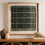 A 500-year-old tradition comes to life on this 100% wool, handwoven textile. Crafted on a traditional frame loom following a tradition created by the Vankars of the Bhujodi village in India, a process that can take up to two days to complete. Finished with fringe tassels on both ends. If not currently in stock, this piece ships within three weeks. Amethyst Home provides interior design, new home construction design consulting, vintage area rugs, and lighting in the Dallas metro area.