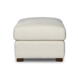 Traditional styling gets a modern spin. Feather-blend cushioning accents simple parawood feet. This lounge-worthy ottoman features sustainably made Belgian Linenâ„¢. Naturally durable and soft to the touch, Libecoâ„¢-sourced linens are artisan-made without toxic chemicals. Amethyst Home provides interior design, new construction, custom furniture and area rugs in the Alpharetta metro area