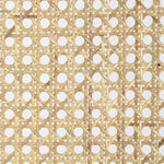 Mixed materials refresh retro dining style. Light-toasted nettlewood frames a textural inlay of natural cane, for perfect contrast. Fastened by Velcro, high-performance linen-blend seating for modern sensibility. Amethyst Home provides interior design, new home construction design consulting, vintage area rugs, and lighting in the Nashville metro area.
