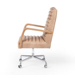 Featuring Bryson Palermo Desk Chair by Four Hands at Amethyst Home. High style. Light tan top-grain leather covers a sculpted seat and back, with elegantly arched arms of solid oak. Stainless steel casters make for ease in the modern workplace. Height not adjustable.Overall Dimensions: 23.25"W x 27"L x 42.50"HColors: Toasted Nettlewood, Stainless Steel, Palermo DriftMaterials: Solid Nettlewood,. Amethyst Home provides interior design services, furniture, rugs, and lighting in the Miami metro area.