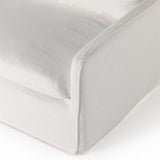 Capella Bergamo Cream Slipcover Sofa is clean and casual with contemporary touches. A cotton- and linen-blend slipcovered sofa features tapered arms and flange detailing for a sharp silhouette. Feather-blend knife-edge cushions mean total comfort. Slipcover machine washable for modern ease. Amethyst Home provides interior design services, furniture, rugs, and lighting in the Des Moines metro area.