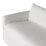 Capella Bergamo Cream Slipcover Sofa is clean and casual with contemporary touches. A cotton- and linen-blend slipcovered sofa features tapered arms and flange detailing for a sharp silhouette. Feather-blend knife-edge cushions mean total comfort. Slipcover machine washable for modern ease. Amethyst Home provides interior design services, furniture, rugs, and lighting in the Miami metro area.