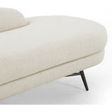 Pristinely upholstered in a cozy, chunky high-performance fabric, soft pill shaping speaks to the grand Parisian inspiration behind this unique statement chaise, with cross-base stretchers and splayed legs of black stainless steel. Performance fabrics are specially created to withstand spills, stains, high traffic and wear, ensuring long-term comfort and unmatched durability. Amethyst Home provides interior design, new construction, custom furniture, and area rugs in the Alpharetta metro area.