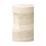Cutout detailing brings a clean, modern vibe to a versatile end table of cast concrete. A water transfer finish creates a textured look and sandy hue resembling natural travertine.Collection: Chandle Amethyst Home provides interior design, new home construction design consulting, vintage area rugs, and lighting in the Washington metro area.