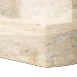 Cutout detailing brings a clean, modern vibe to a versatile end table of cast concrete. A water transfer finish creates a textured look and sandy hue resembling natural travertine.Collection: Chandle Amethyst Home provides interior design, new home construction design consulting, vintage area rugs, and lighting in the Winter Garden metro area.