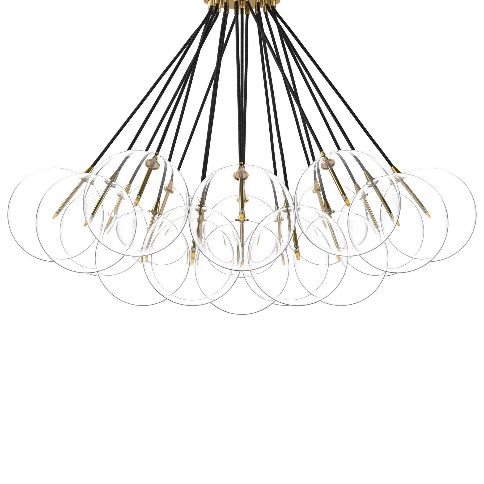 Clear glass bulbs dangle for a statement-making centerpiece. Each globe is individually blown, shaped and sculpted by hand through a one-hour process. Brass and glass are 98% recyclable. Designed and sustainably crafted in Poland by Schwung.Overall Dimensions47.00"w x 47.00"d x 33.50"hFull Details &amp; SpecificationsTear Shee Amethyst Home provides interior design, new home construction design consulting, vintage area rugs, and lighting in the Scottsdale metro area.
