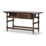Made from solid pine From the makers at Van Thiel: One-of-a-kind antique-inspired pieces crafted from solid wood with hand-applied finishes. This console creatively doubles as a kitchen island.Collection: Van Thie Amethyst Home provides interior design, new home construction design consulting, vintage area rugs, and lighting in the Houston metro area.