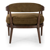 Safari styling is brought to modern speed on this vintage-inspired chair. Its solid wood frame features a webbed seating structure that brings a sink-in feel to the entire piece. The upholstered back, strap details and loose cushion are finished in a rich Italian-made leather with a soft, buttery feel and subtle highs and lows throughout the hide that bring movement to the entire piece. Amethyst Home provides interior design, new construction, custom furniture, and area rugs in the Houston metro area.