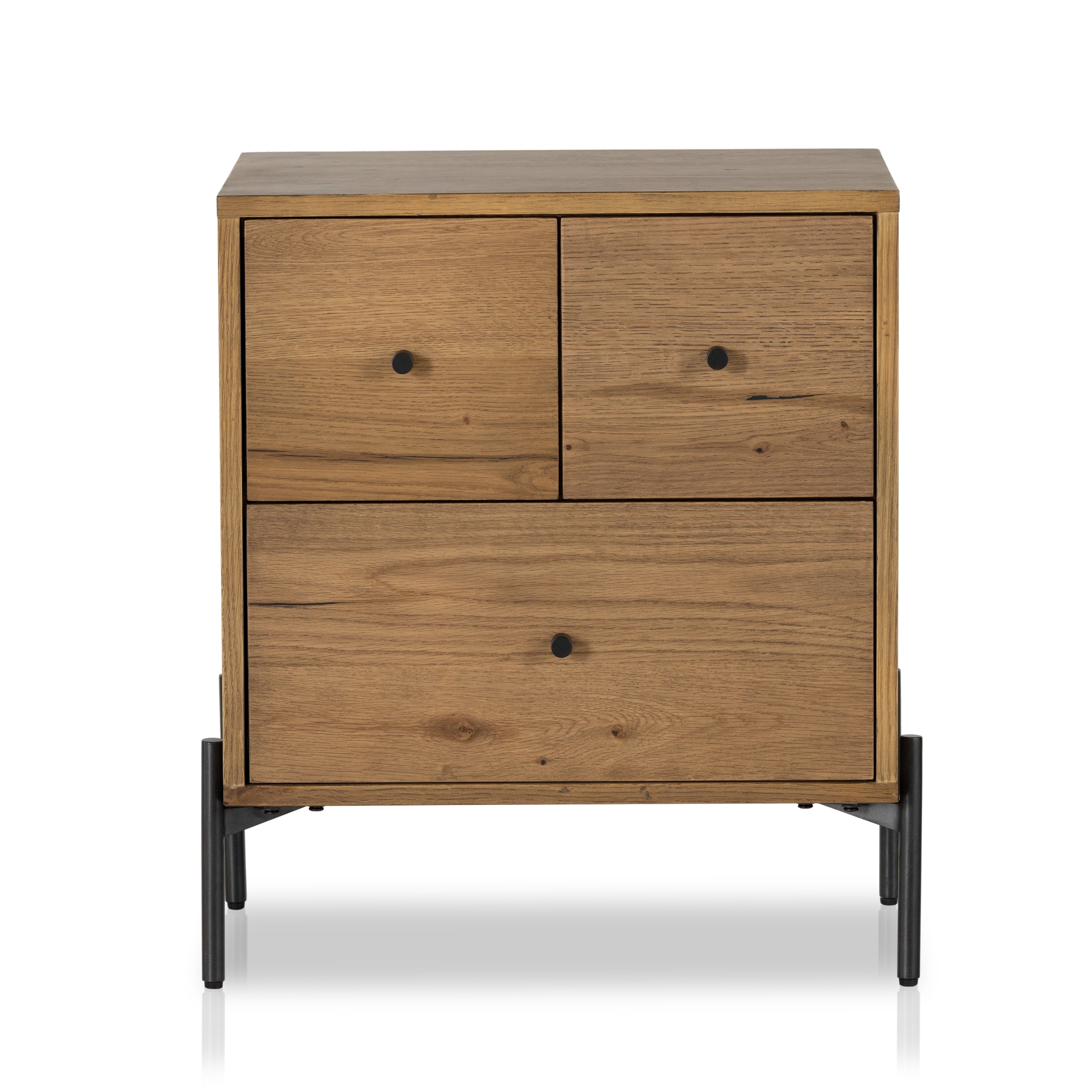 The Eaton Amber Oak Resin Nightstand boasts a classic, timeless style with its intricate details and warm oak finish. Crafted from durable resin, it's the perfect accent piece for your home. Amethyst Home provides interior design, new construction, custom furniture, and area rugs in the Tampa metro area.