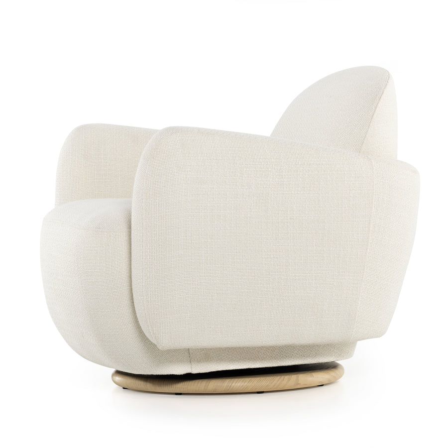 With the soft volume and exaggerated curves, the Enya Gibson White Swivel Chair is upholstered with high-performance fabric atop a plinth-style swivel base. Performance fabrics are specially created to withstand spills, stains, high traffic, and wear, ensuring long-term comfort and unmatched durability. Amethyst Home provides interior design services, furniture, rugs, and lighting in the Omaha metro area.