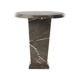 Inspired by Roman columns, a versatile end table of grey Italian marble works a sophisticated touch into any room.Collection: Elemen Amethyst Home provides interior design, new home construction design consulting, vintage area rugs, and lighting in the Dallas metro area.