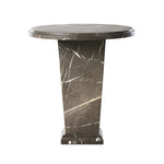 Inspired by Roman columns, a versatile end table of grey Italian marble works a sophisticated touch into any room.Collection: Elemen Amethyst Home provides interior design, new home construction design consulting, vintage area rugs, and lighting in the Los Angeles metro area.