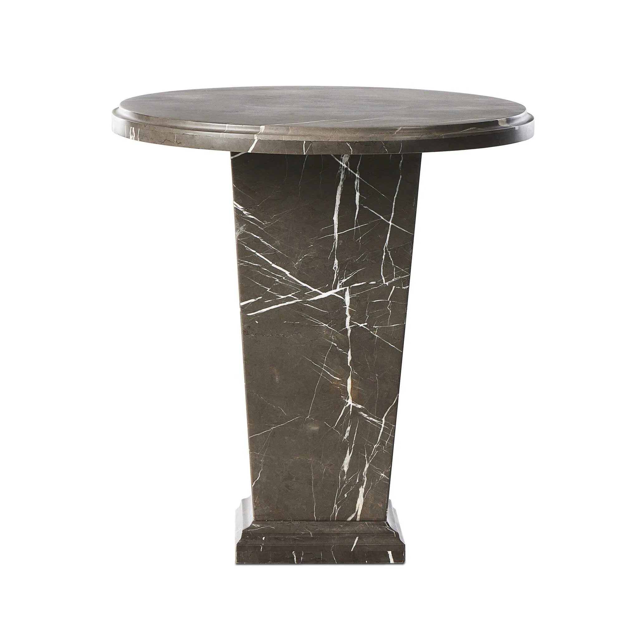 Inspired by Roman columns, a versatile end table of grey Italian marble works a sophisticated touch into any room.Collection: Elemen Amethyst Home provides interior design, new home construction design consulting, vintage area rugs, and lighting in the Nashville metro area.