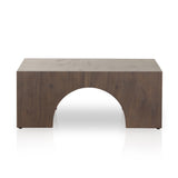 Clean and simple, with great impact. Made from beautiful Guanacaste in a natural hue, shapely arches and block corners speak to the architectural inspiration behind this eye-catching coffee table. Amethyst Home provides interior design, new construction, custom furniture, and area rugs in the San Diego metro area.