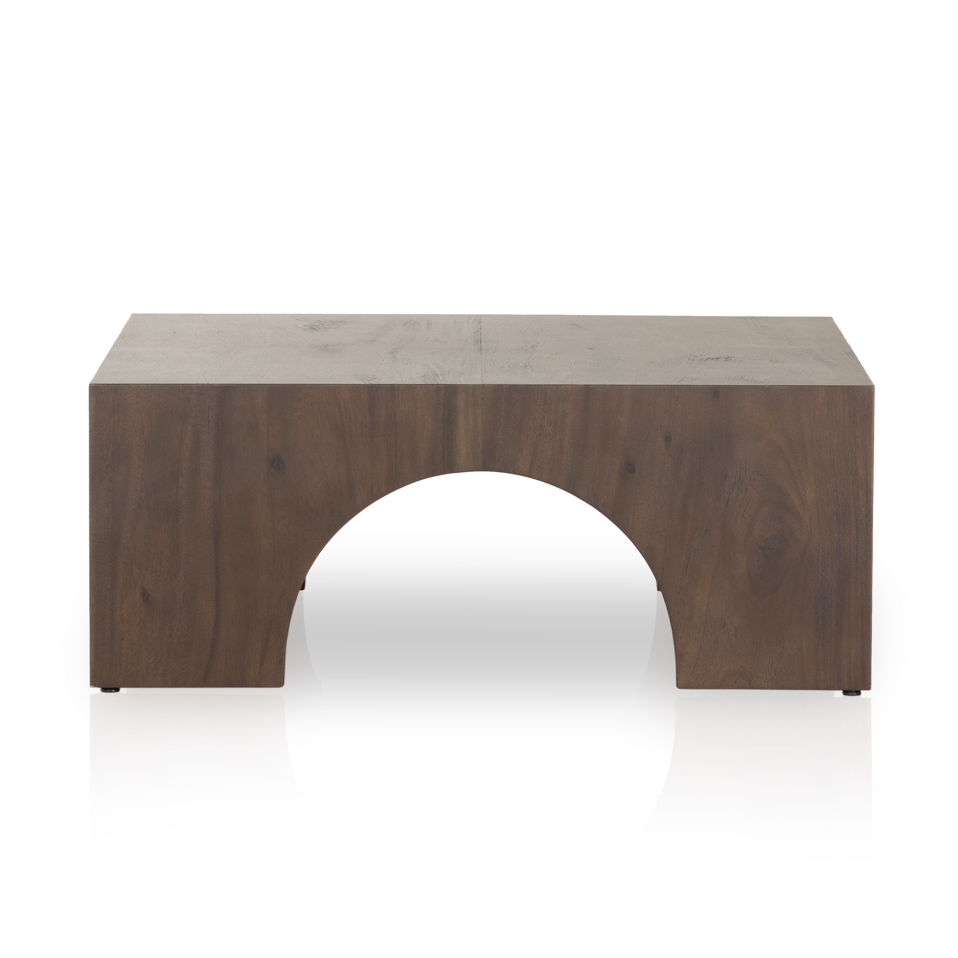 Clean and simple, with great impact. Made from beautiful Guanacaste in a natural hue, shapely arches and block corners speak to the architectural inspiration behind this eye-catching coffee table. Amethyst Home provides interior design, new construction, custom furniture, and area rugs in the San Diego metro area.