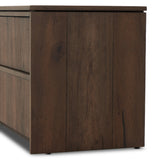 Structured lines define the sleek, modern shape of this large nightstand. Dark oak finishing showcases heavy graining and detail. Amethyst Home provides interior design, new construction, custom furniture, and area rugs in the Dallas metro area.