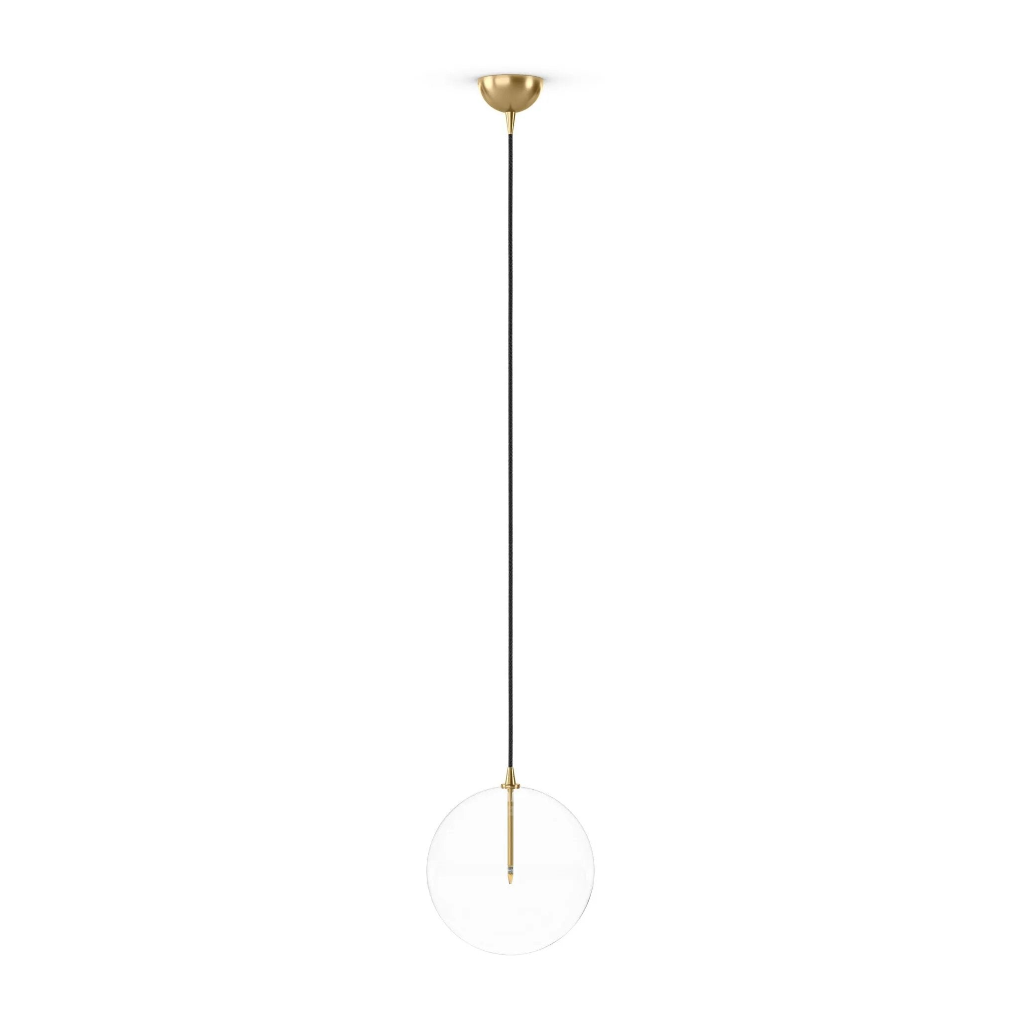 A single glass sphere dangles for a stunning effect. Each globe is individually blown, shaped and sculpted by hand through a one-hour process. Brass and glass are 98% recyclable. Designed and sustainably crafted in Poland by Schwung.Overall Dimensions11.75"w x 11.75"d x 19.25"hFull Details &amp; SpecificationsTear Shee Amethyst Home provides interior design, new home construction design consulting, vintage area rugs, and lighting in the Kansas City metro area.