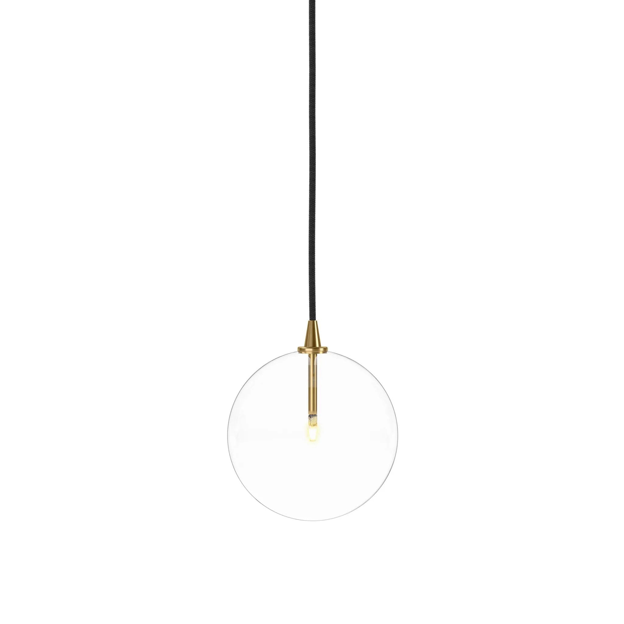A single glass sphere dangles for a stunning effect. Each globe is individually blown, shaped and sculpted by hand through a one-hour process. Brass and glass are 98% recyclable. Designed and sustainably crafted in Poland by Schwung.Overall Dimensions7.75"w x 7.75"d x 15.25"hFull Details &amp; SpecificationsTear Shee Amethyst Home provides interior design, new home construction design consulting, vintage area rugs, and lighting in the Laguna Beach metro area.