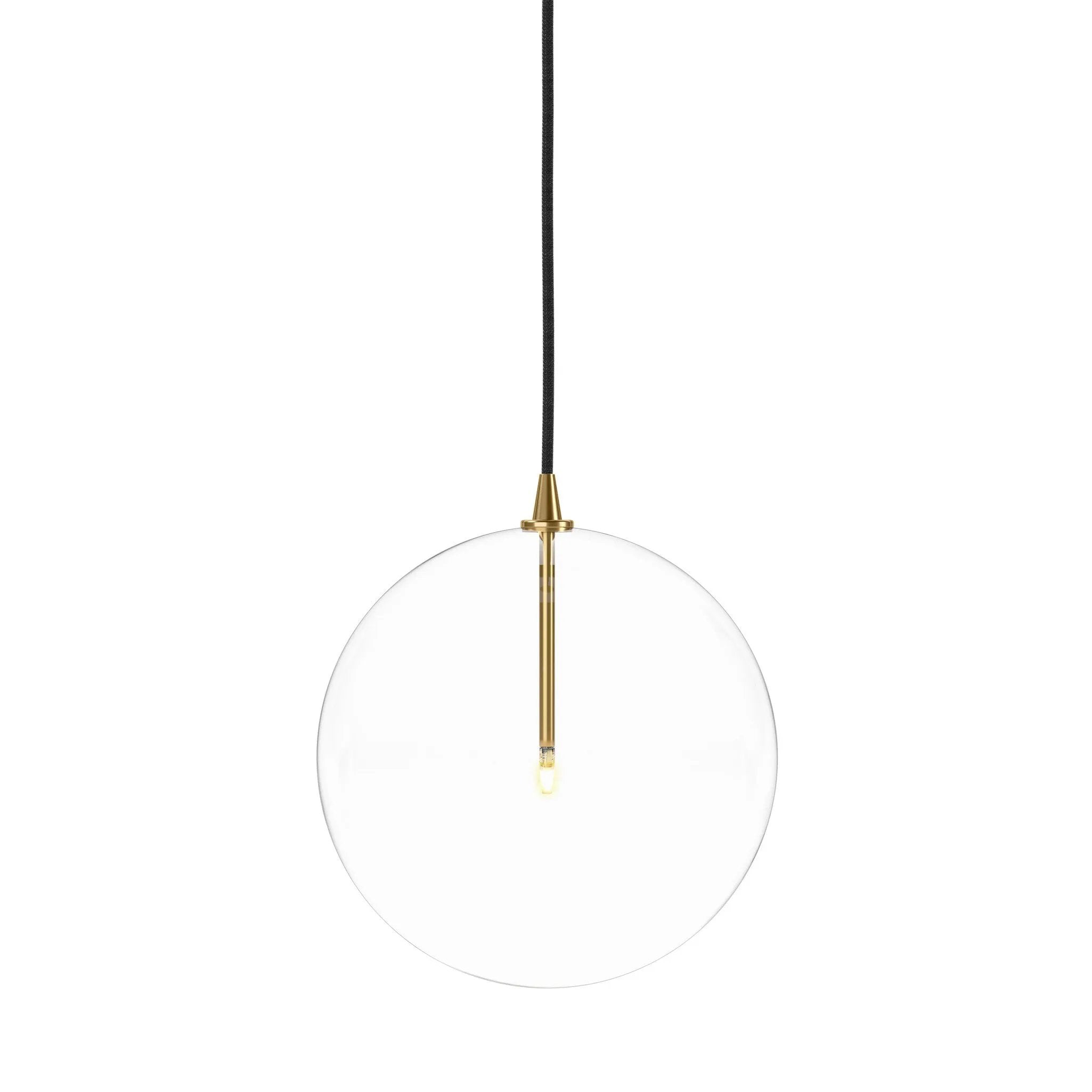 A single glass sphere dangles for a stunning effect. Each globe is individually blown, shaped and sculpted by hand through a one-hour process. Brass and glass are 98% recyclable. Designed and sustainably crafted in Poland by Schwung.Overall Dimensions11.75"w x 11.75"d x 19.25"hFull Details &amp; SpecificationsTear Shee Amethyst Home provides interior design, new home construction design consulting, vintage area rugs, and lighting in the Los Angeles metro area.