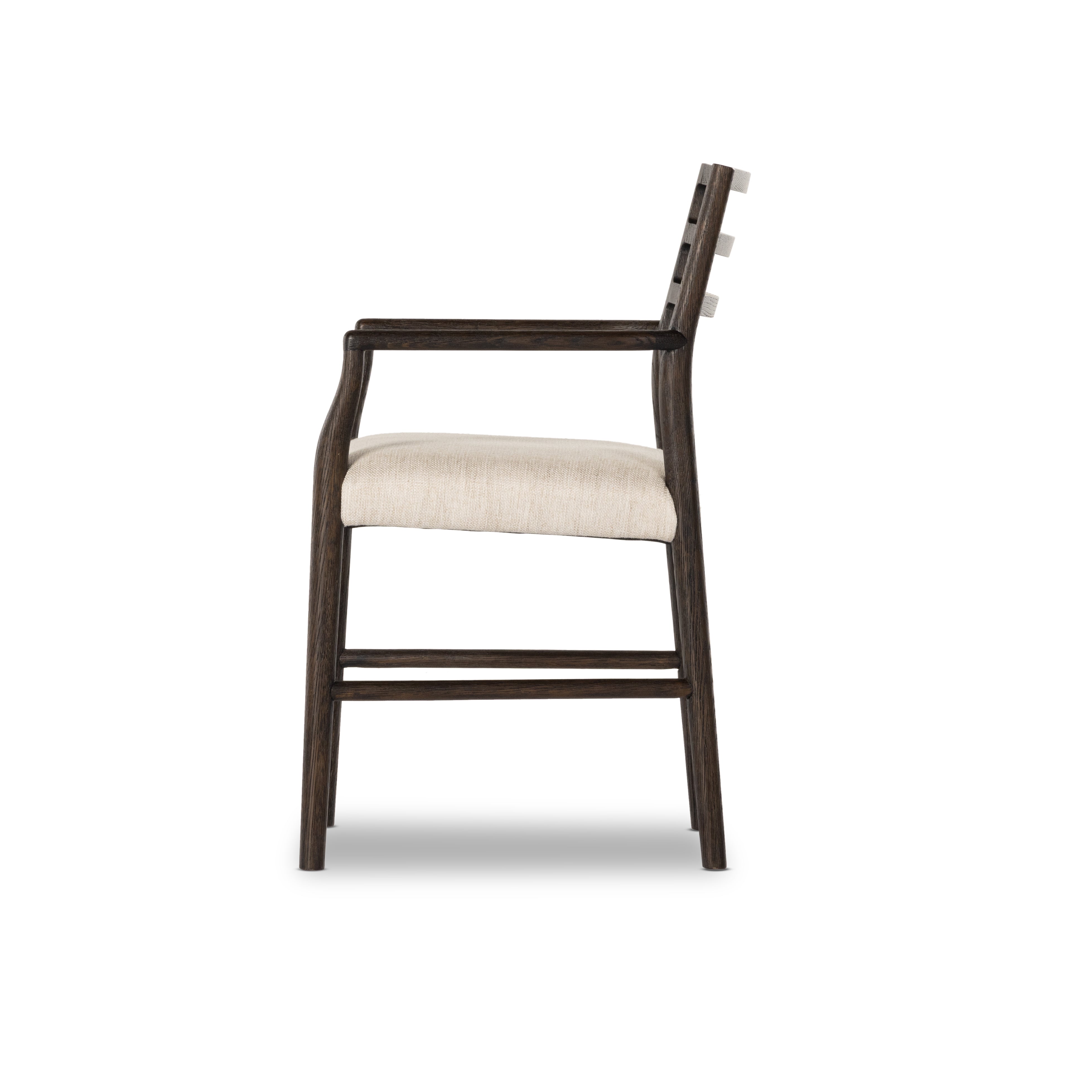 The classic ladderback chair, reimagined. Carbon-finished solid oak frames a squared cotton- and linen-blend seat, for a textural feel and comfortable sit. Amethyst Home provides interior design, new construction, custom furniture, and area rugs in the Park City metro area.