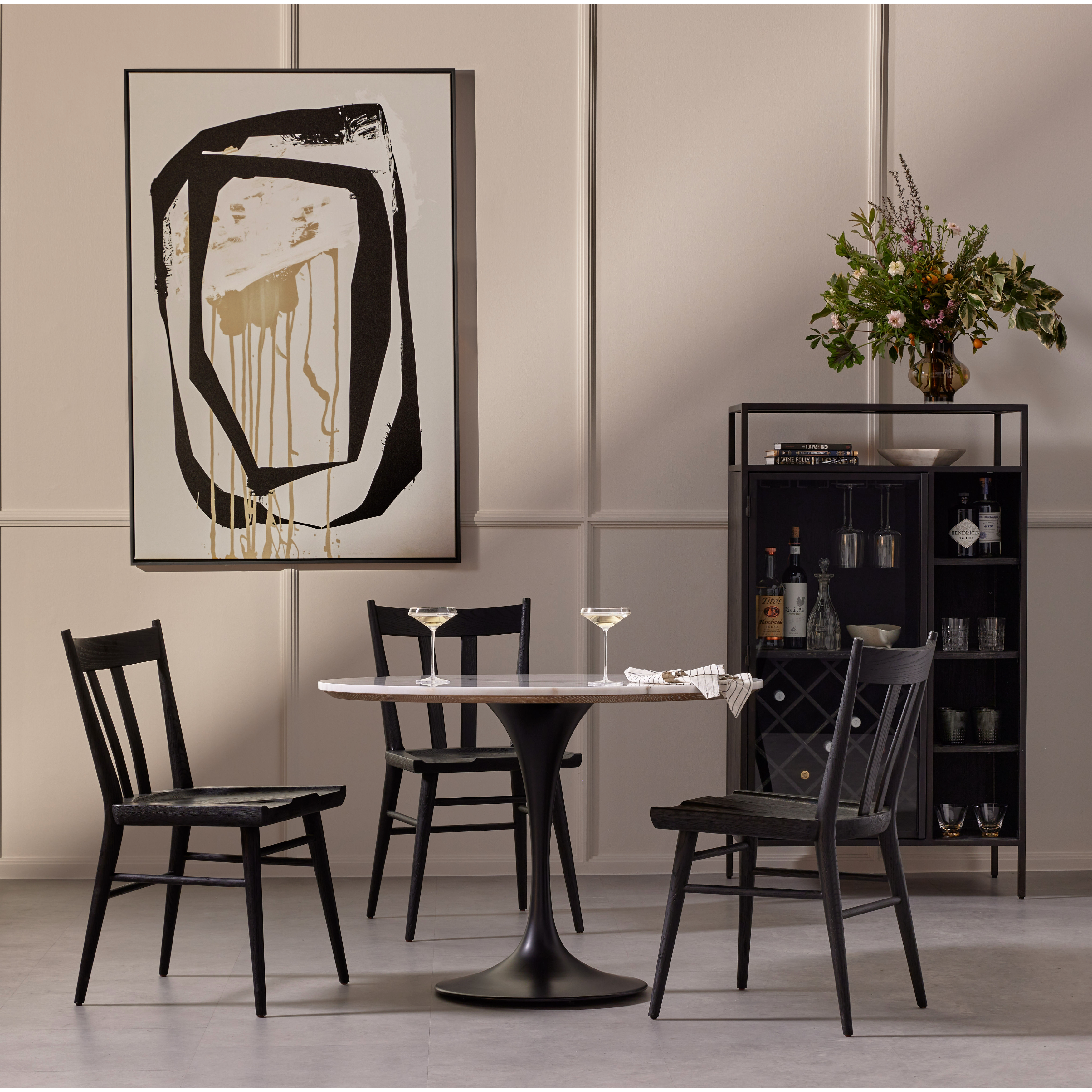 Featuring Gregory Dining Chair - Black Oak by Four Hands at Amethyst Home. Finished in a beautifully classic washed oak, the Gregory Black Oak Dining Chair features a yoke-like back and widened supports, placing a fresh twist on the traditional Windsor.
Size: 19.75"W x 21.75"L x 35"HSeat Depth: 17.75"Seat Height: 19"Seat Construction: Wooden Platform
Colors: B. Amethyst Home provides interior design, new construction, custom furniture, and rugs for the Des Moines and Cedar Rapids, Iowa metro area.