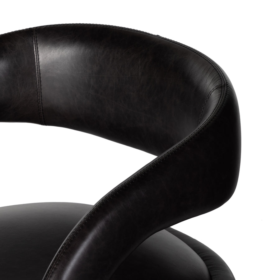 This 360-swivel update of the fan-favorite stationary design makes quite the statement. Well curved and finely sculpted, black top-grain leather exclusive to Four Hands makes a uniquely shapely statement in any room.Overall Dimensions: 26"w x 26"d x 29"hColors: Sonoma ButterscotchMaterials: Top Grain LeatherWeight: 51.26Volume: 13. Amethyst Home provides interior design, new home construction design consulting, vintage area rugs, and lighting in the Monterey metro area.