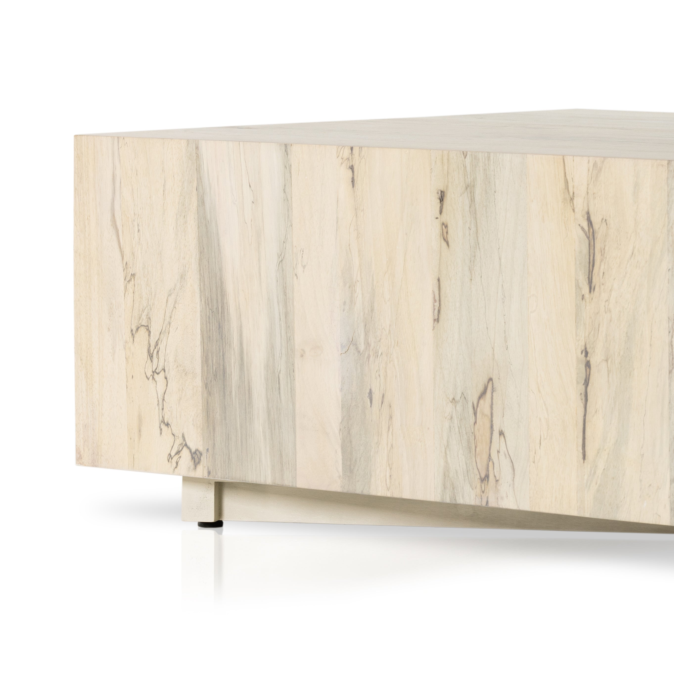 Stunning forces of nature, captured in a coffee table. Spalted primavera wood is hand-shaped into a rectangular silhouette and finished in a white hue. Reflective of woods' natural character, a slight color variance is possible from piece to piece. Amethyst Home provides interior design, new construction, custom furniture, and area rugs in the Park City metro area.