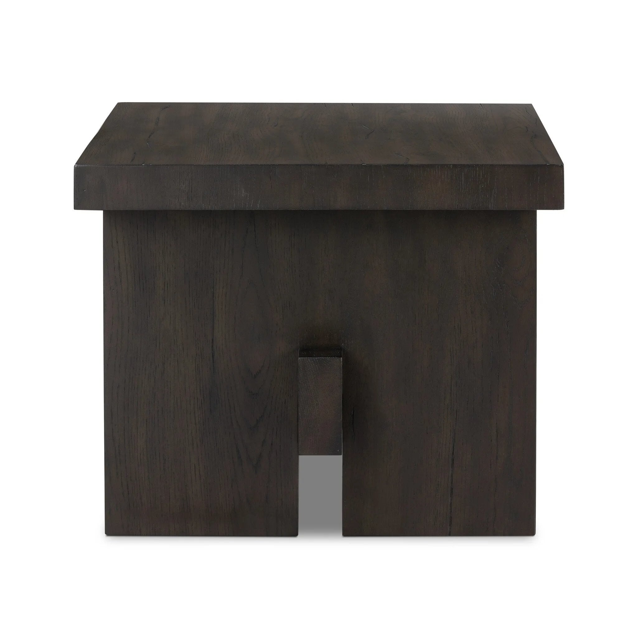 A versatile end table of smoked black oak features joint and connection construction for a design-forward look. Visible knots and graining add character.Collection: Haide Amethyst Home provides interior design, new home construction design consulting, vintage area rugs, and lighting in the Charlotte metro area.