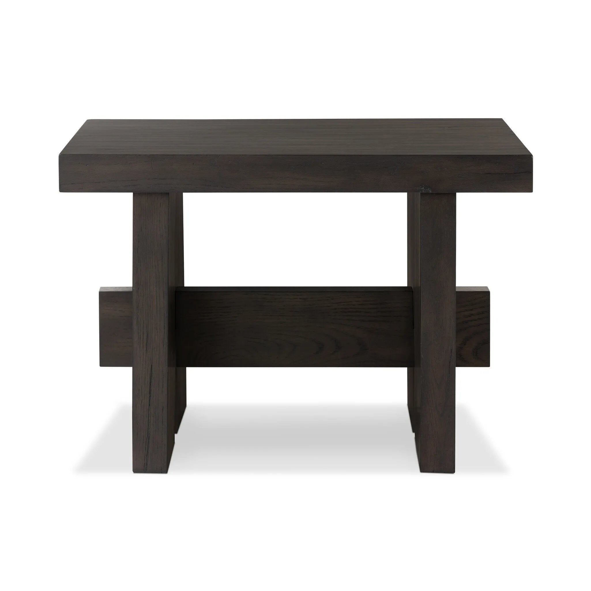 A versatile end table of smoked black oak features joint and connection construction for a design-forward look. Visible knots and graining add character.Collection: Haide Amethyst Home provides interior design, new home construction design consulting, vintage area rugs, and lighting in the Miami metro area.
