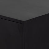 Featuring Isador Black Wash Poplar Bar Cabinet by Four Hands at Amethyst Home. Beautifully simple in spirit. Black-washed solid poplar forms a Parsons-style bar cabinet, with iron and leather hardware for a material-driven update to Shaker-inspired styling. Inside, dual drawers plus generous bottle storage await drink go-tos and bar accessories.Overall Dimensions: 36"W x 19"L x 32"H. Amethyst Home provides interior design, new construction, custom furniture, and area rugs in the Dallas metro area.