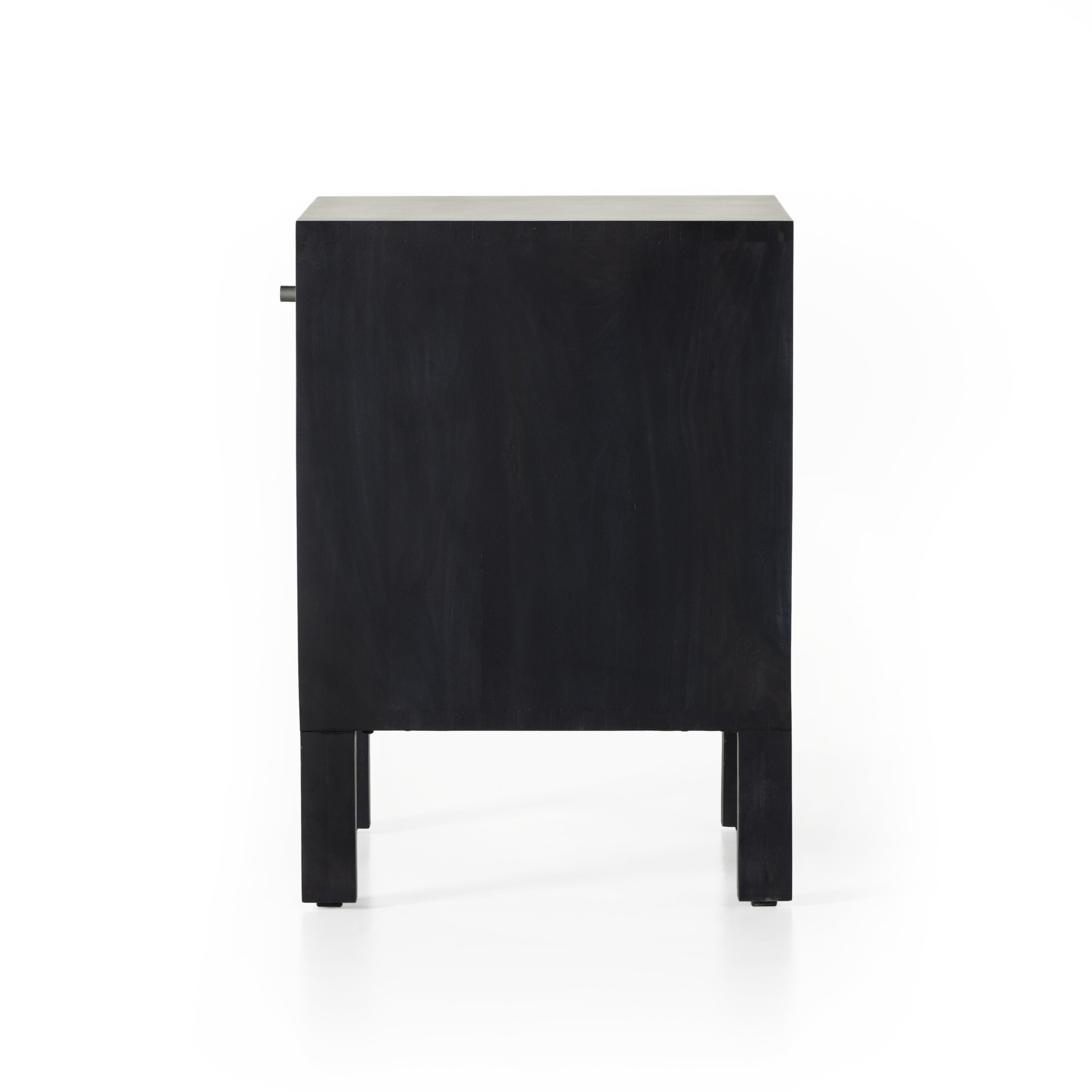Gather sweet dreams with the Isador Black Wash Poplar Nightstand. The sleek and refined design is perfect for any bedroom. The rich black wash finish creates a timeless look, sure to add elegance and comfort to any décor. Amethyst Home provides interior design, new construction, custom furniture, and area rugs in the Park City metro area.