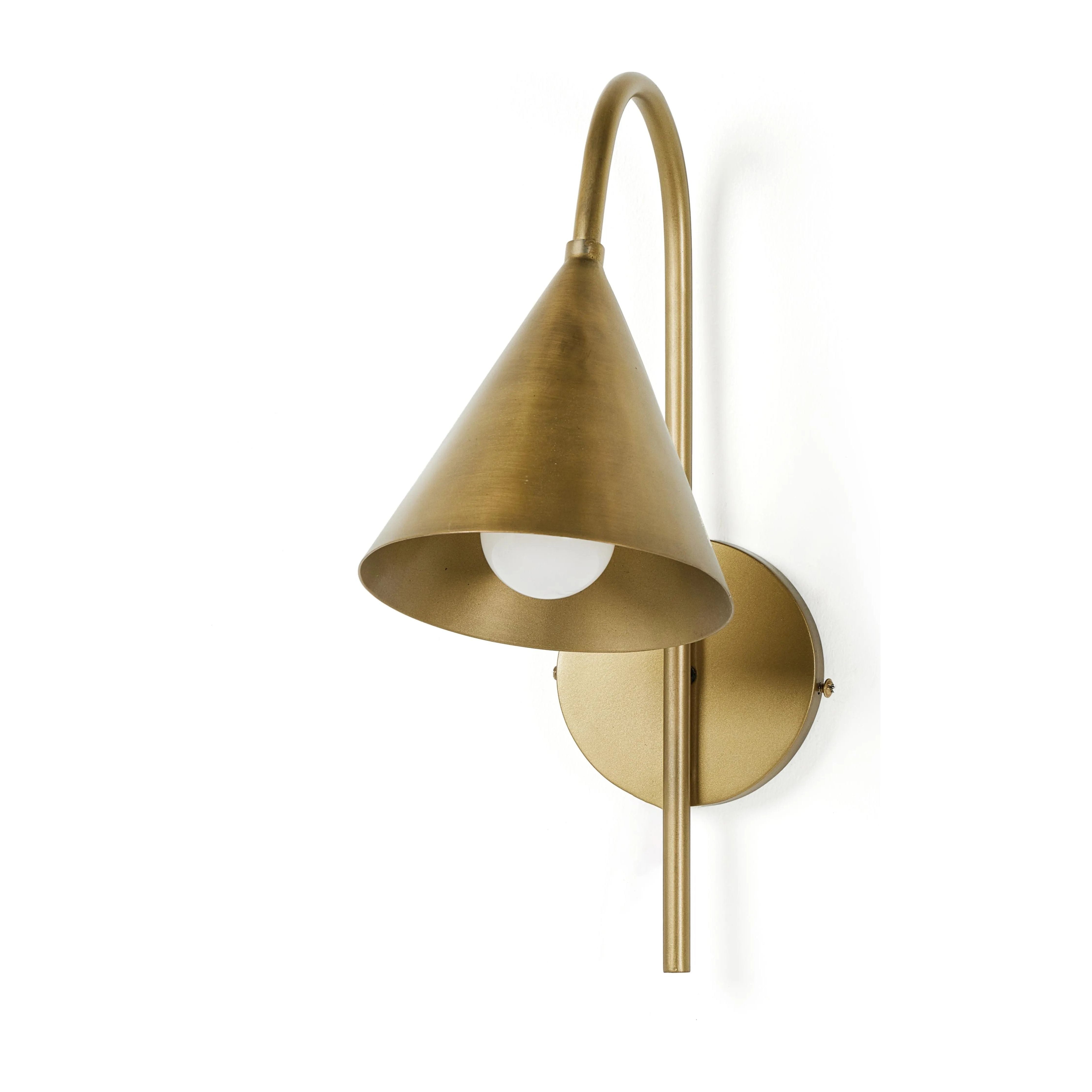 Highlighting the distinctive form and finish of French Industrial lighting, this classic sconce has a light antique brass finish.Collection: Ashe Amethyst Home provides interior design, new home construction design consulting, vintage area rugs, and lighting in the Omaha metro area.