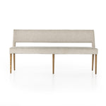 Simply styled and midcentury-minded, Joseph Light Camel Dining Bench is a textural light taupe upholstery that features a posterior cutout for added flair, with toasted nettlewood legs for natural contrast. Amethyst Home provides interior design services, furniture, rugs, and lighting in the Monterey metro area. 