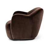 Velvety chocolate-brown upholstery pairs with an S-spring seat and enveloped frame for an inviting look and feel on this 360-degree swivel chair. Amethyst Home provides interior design, new construction, custom furniture, and area rugs in the Portland metro area.