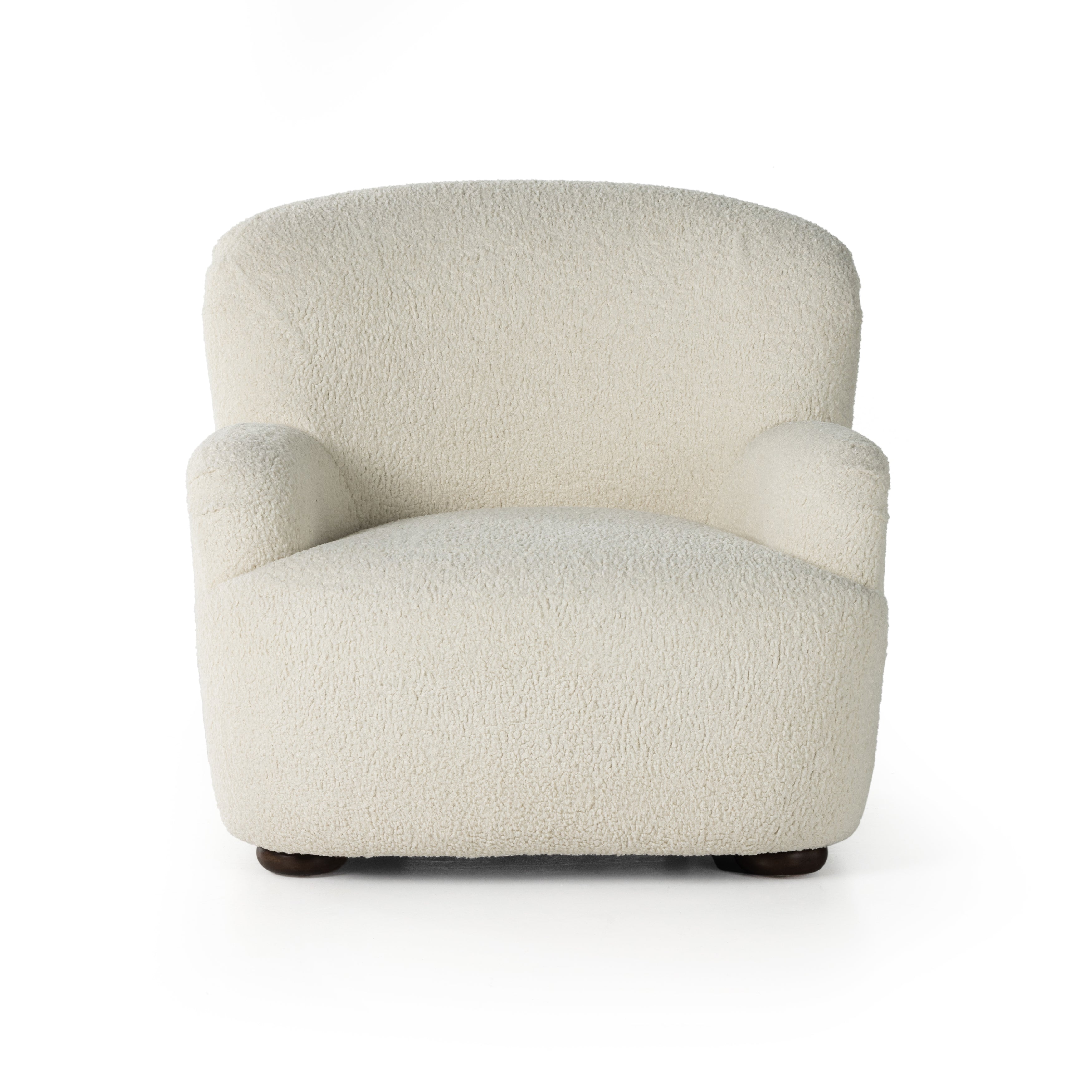 Kadon Sheepskin Natural Chair's high wing back pairs with softly rolled arms for a curvy look and supportive sit. Cream shearling-like upholstery invites you to sit and stay a while Amethyst Home provides interior design services, furniture, rugs, and lighting in the Calabasas metro area. 