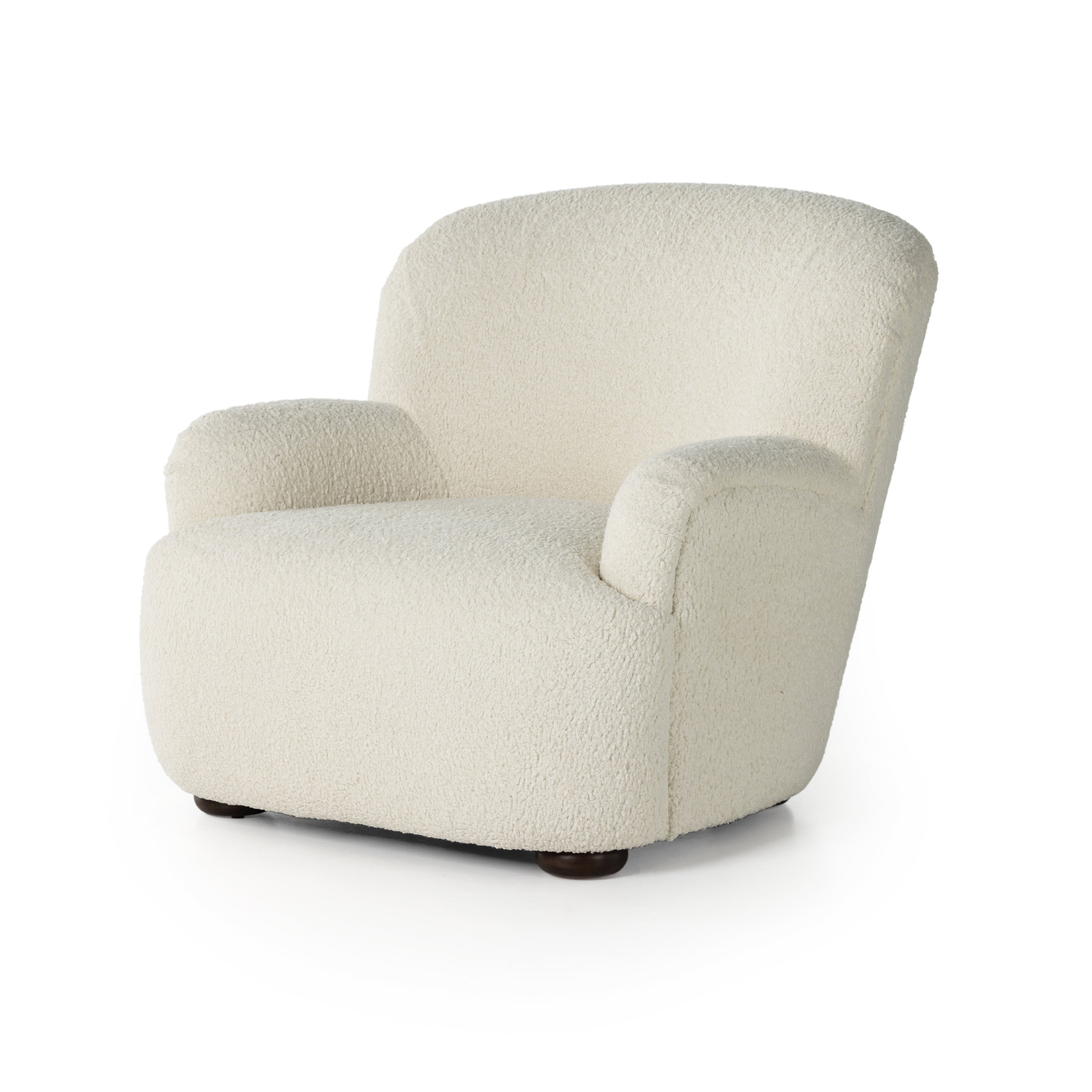 Kadon Sheepskin Natural Chair's high wing back pairs with softly rolled arms for a curvy look and supportive sit. Cream shearling-like upholstery invites you to sit and stay a while Amethyst Home provides interior design services, furniture, rugs, and lighting in the Monterey metro area.