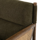 Craft a Parisian air with French-inspired seating. With a chenille-like texture and earthy olive hue, high performance-upholstered seating is perfectly positioned for comfort, with parawood framing and woven sides of natural cane. Performance fabrics are specially created to withstand spills, stains, high traffic and wear, ensuring long-term comfort and unmatched durability. Amethyst Home provides interior design, new construction, custom furniture and area rugs in the Dallas metro area