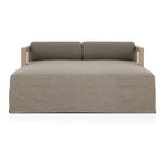 Featuring Laskin Washed Brown Outdoor Daybed by Four Hands at Amethyst Home. A soft, durable slipcover brings a complementary casual and laid-back look to structured framing of FSCA-certified teak. A bolster back cushion offers support and comfort in this outdoor daybed. Made in Italy, this sustainably made fabric is antimicrobial and highly resistant to sunli. Amethyst Home provides interior design, new home construction design consulting, vintage area rugs, and lighting in the Boston metro area.