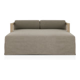 Featuring Laskin Washed Brown Outdoor Daybed by Four Hands at Amethyst Home. A soft, durable slipcover brings a complementary casual and laid-back look to structured framing of FSCA-certified teak. A bolster back cushion offers support and comfort in this outdoor daybed. Made in Italy, this sustainably made fabric is antimicrobial and highly resistant to sunli. Amethyst Home provides interior design, new home construction design consulting, vintage area rugs, and lighting in the Boston metro area.